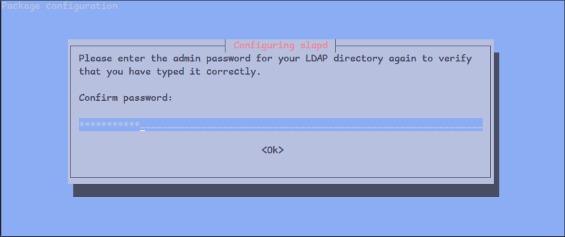 slapd confirm admin password