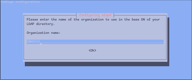 slapd input organization name